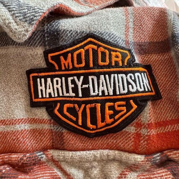 Patagonia Organic Cotton Orange Gray Button Up Flannel Plaid Shirt Size Medium - Picture 7 of 9